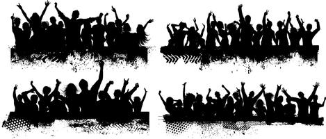 Grunge crowd scenes vector